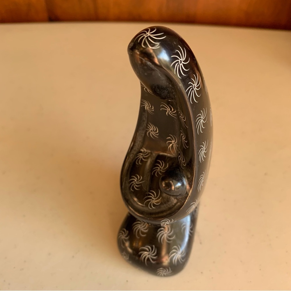 Carved Black Soapstone Mother and Child Figurine “Clocked in Stars” Kenya - Picture 9 of 9